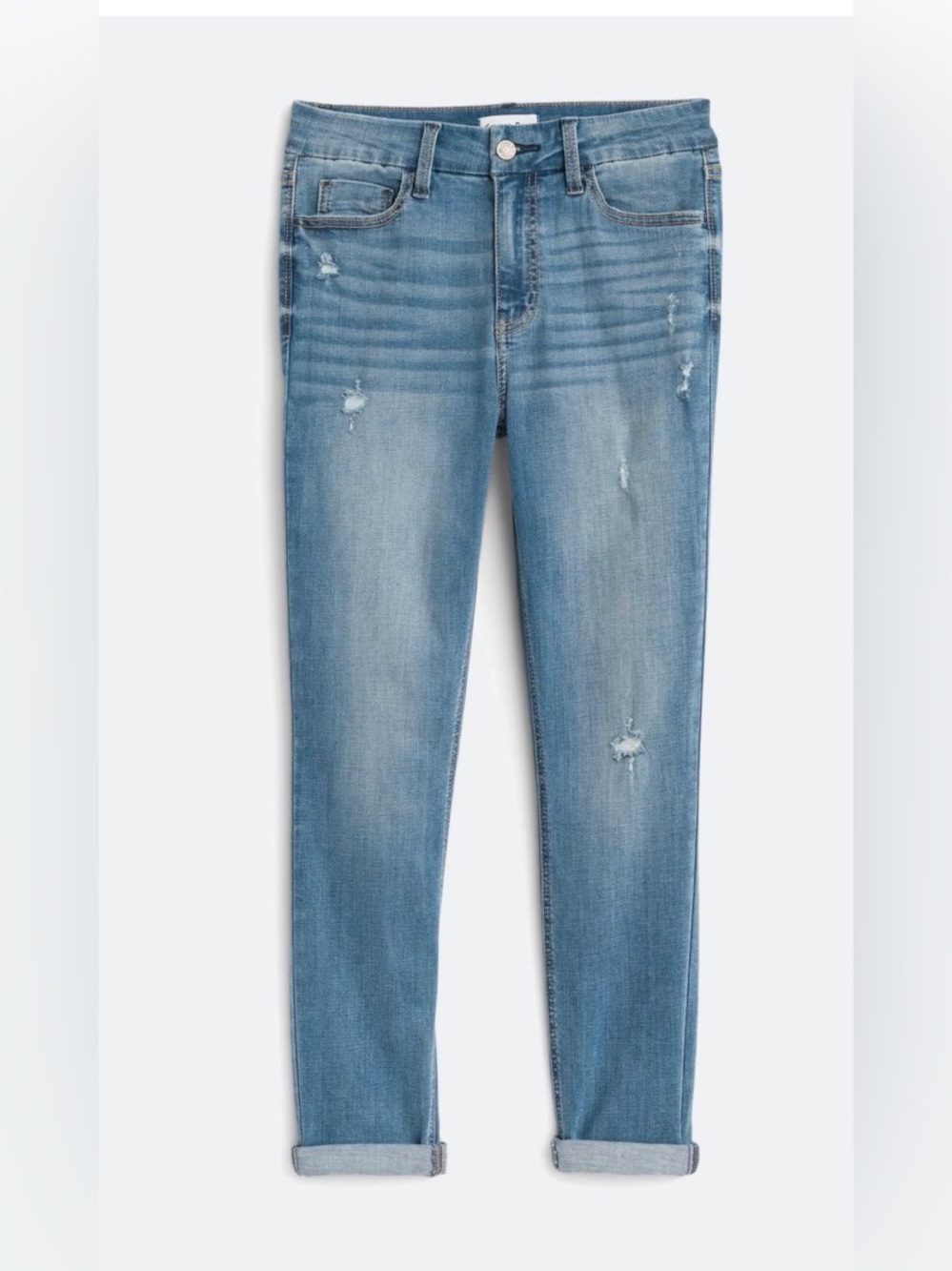 Studio Blue Kenova Mid Rise Skinny Roll Cuff Capi Light Blue Jean